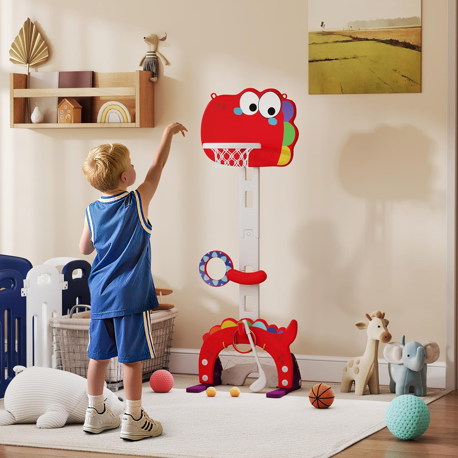 Detalle 2 de AIYAPLAY Canasta de Baloncesto Infantil 5 en 1 96‑130 cm