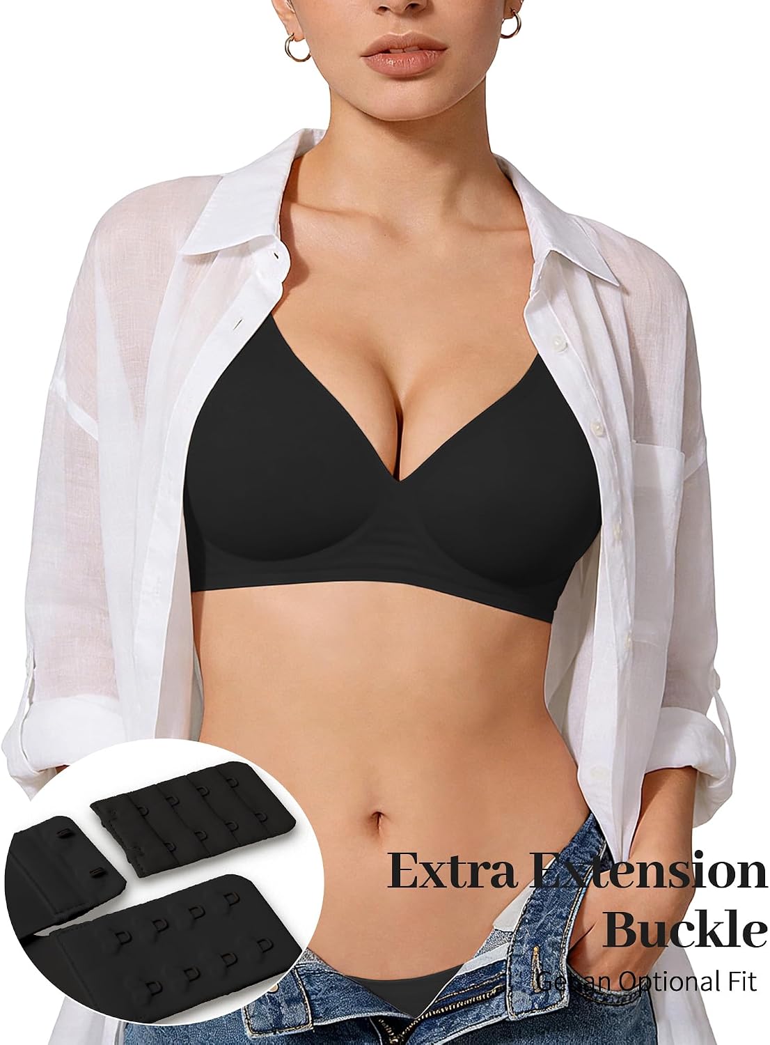 Detalle 2 de GXOULRRA Jelly Bra Plunge Wireless Bralette with Deep V-Neck and Back Smoothing