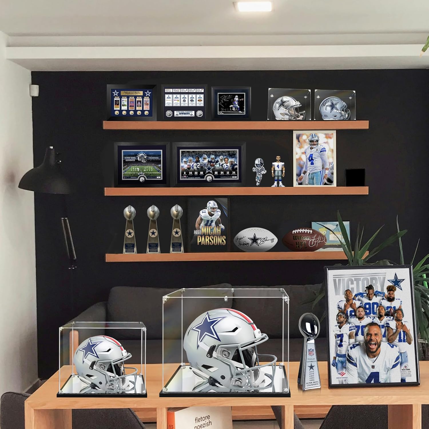 Thumbnail 2 de KOLIPI Mini Football Helmet Display Case Mirror Base