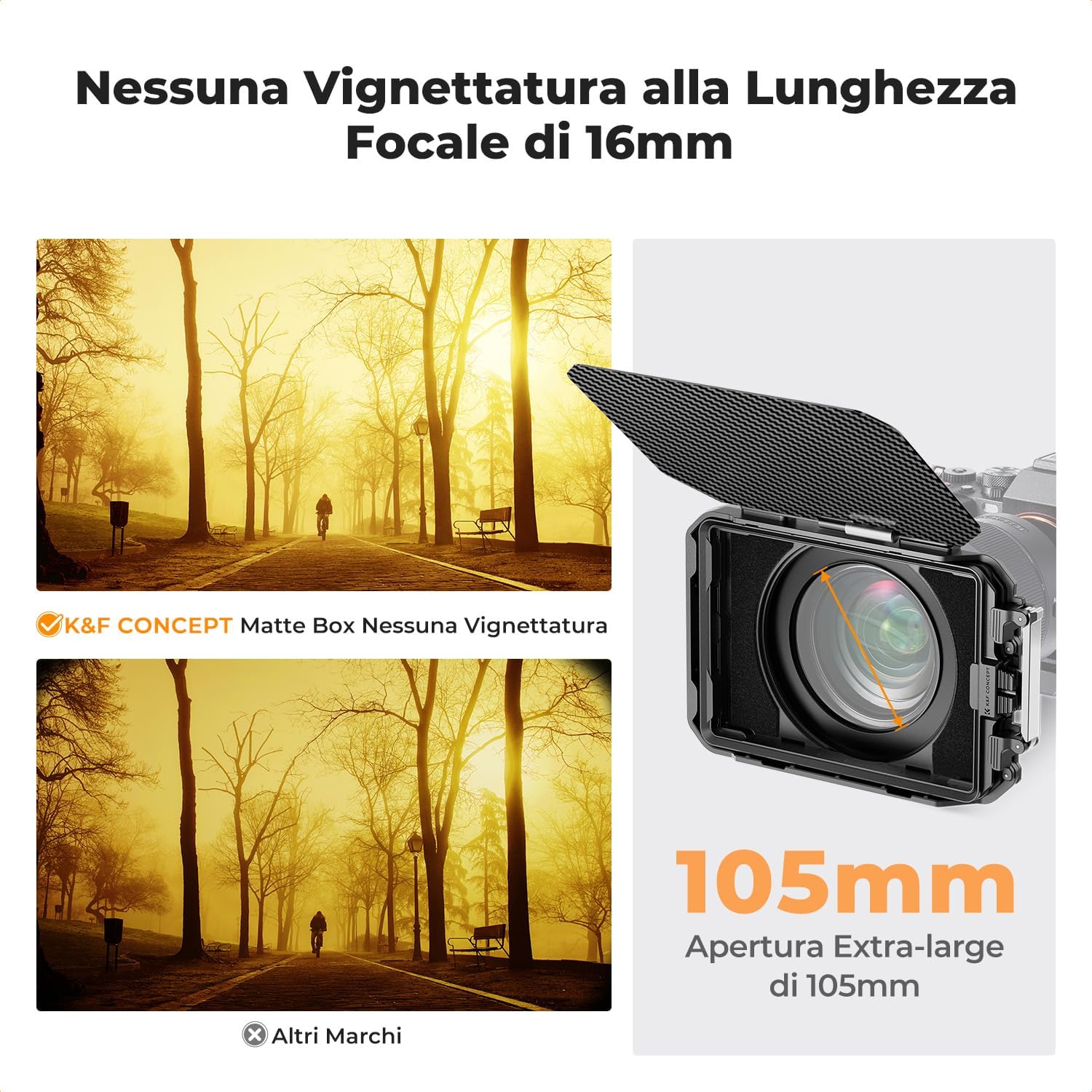 Thumbnail 4 de K&F CONCEPT Matte Box Base in fibra di carbonio con anelli 67/72/77/82/95 mm e attacco 1/4”, 3/8”
