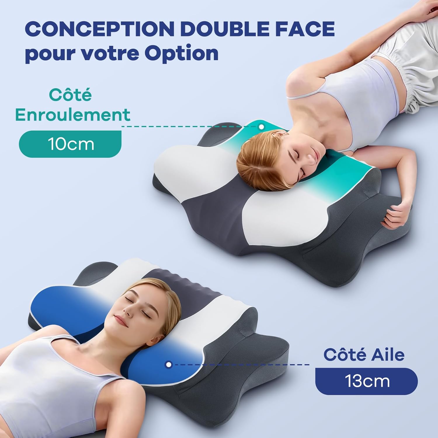 Thumbnail 6 de DONAMA Oreiller Ergonomique Cervical à Mémoire de Forme Haute Densité – 64 x 39 x 13 cm