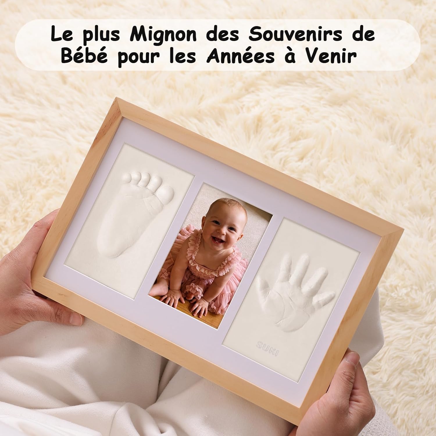Thumbnail 3 de Yiukou Cadre Empreinte Main et Pied Bébé avec Argile – Kit personnalisé pour Naissance et Baby Shower