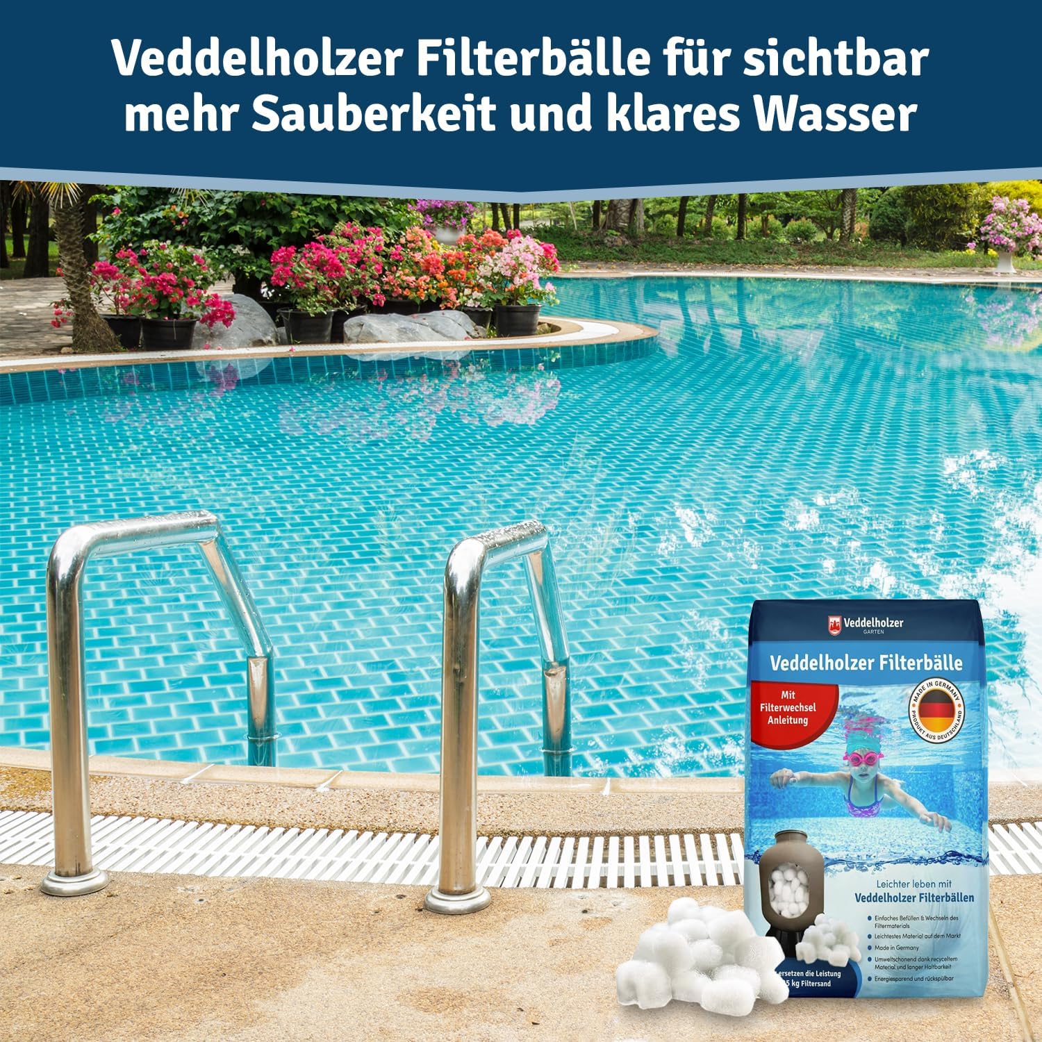 Thumbnail 5 de Veddelholzer Pool Filterbälle – leichtestes Material, ersetzt Filterkies & Quarzsand (Made in Germany)