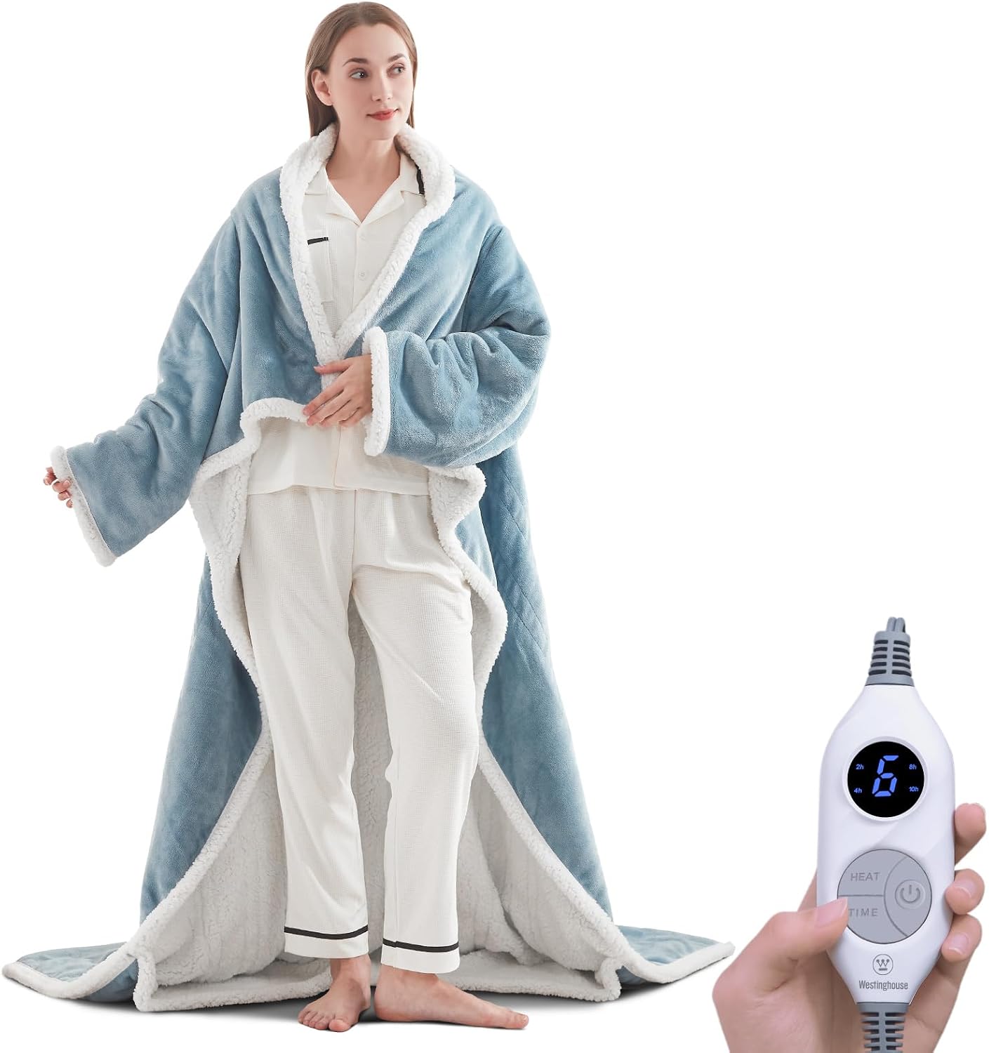 Detalle de Westinghouse KTHT-QCHVS-FS Wearable Heated Blanket, 6 Heat Levels, Foot Pocket
