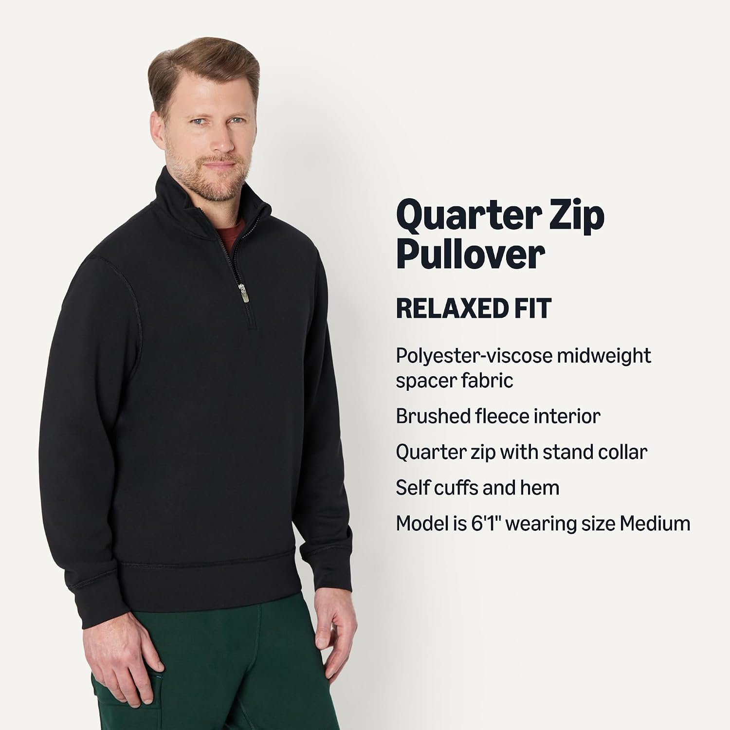 Detalle 2 de Amazon Essentials Men’s Active Sweat Relaxed-Fit Quarter Zip Pullover Sweatshirt