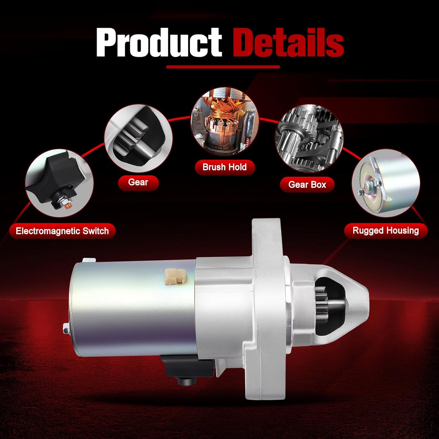Detalle de 17844N New Starter Compatible with Select 2002-2006 Honda CR-V Models (1.6KW, 12V, 9 Teeth, CW)