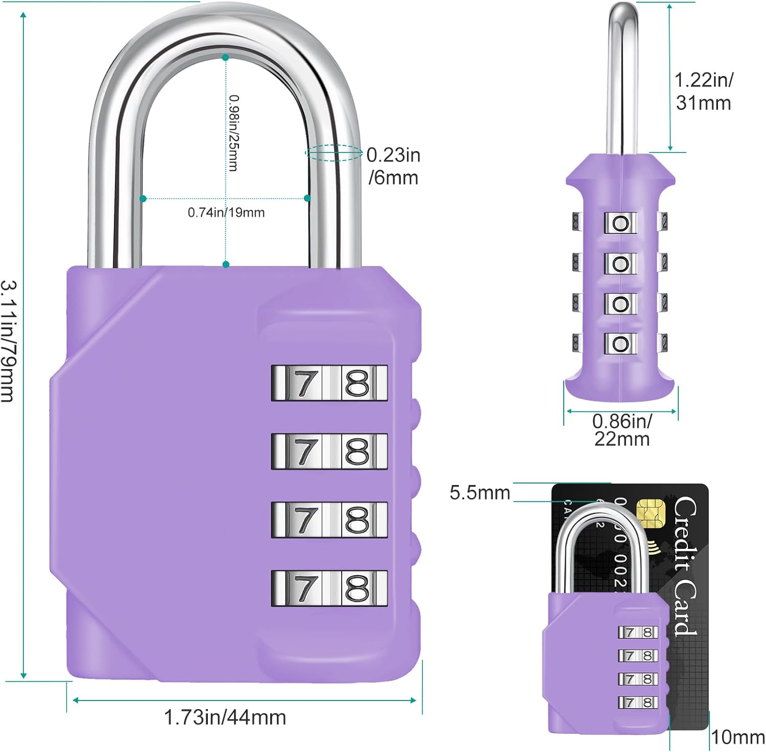 Thumbnail 3 de ZHEGE Zahlenschloss 4-stellig mit Zahlencode
