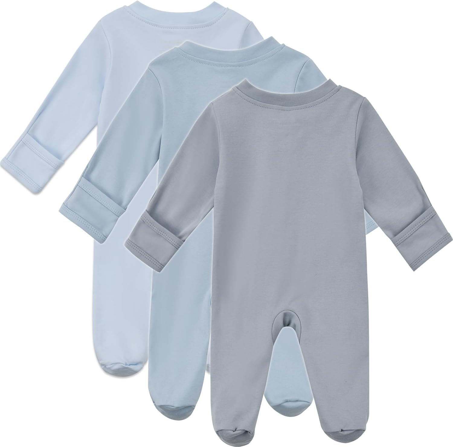 Detalle 2 de Aablexema Organic Cotton Baby Footie Pajamas, 3-Piece Set with 2-Way Zippers