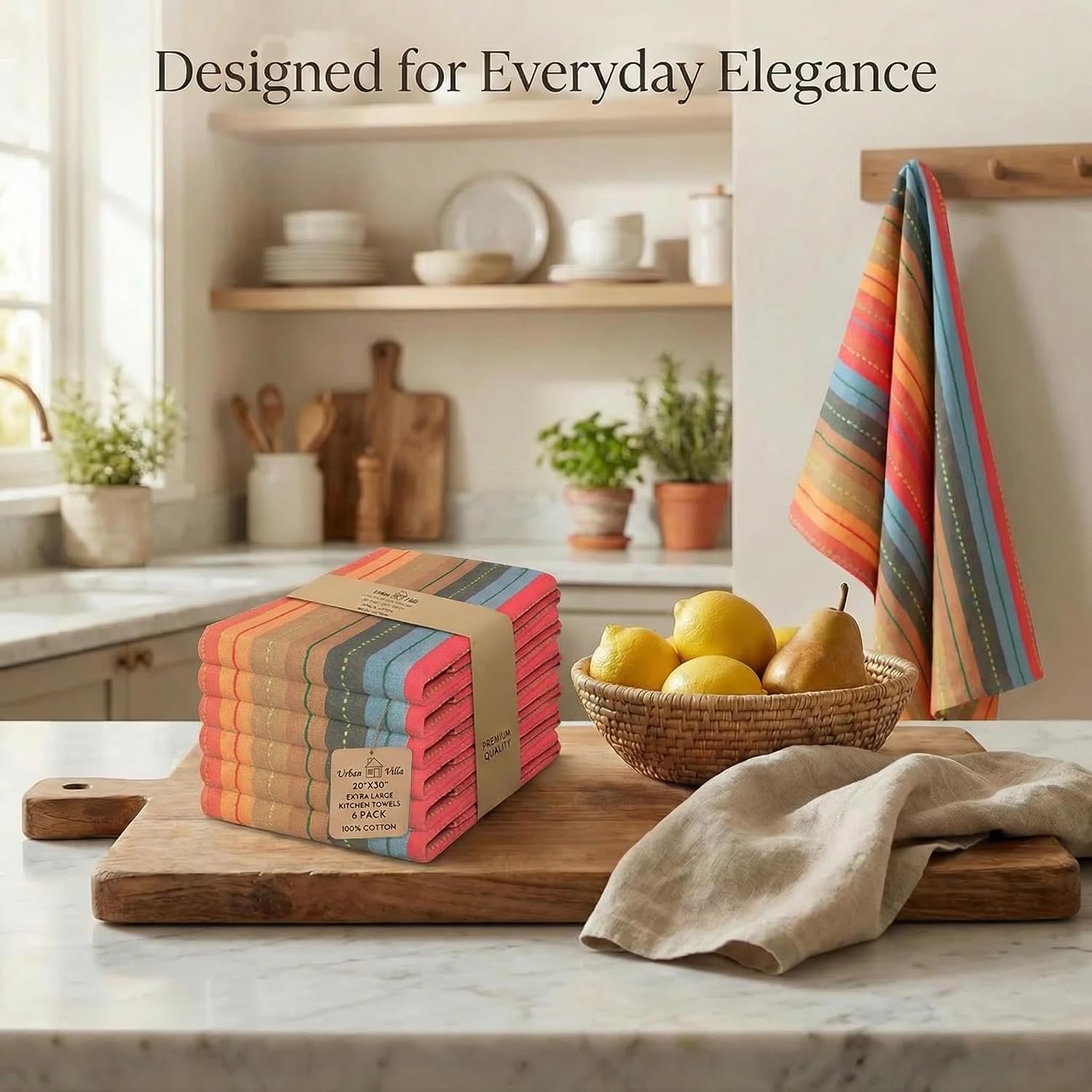 Thumbnail 4 de Urban Villa 100% Cotton Kitchen Towels Set of 6 (20"x30")