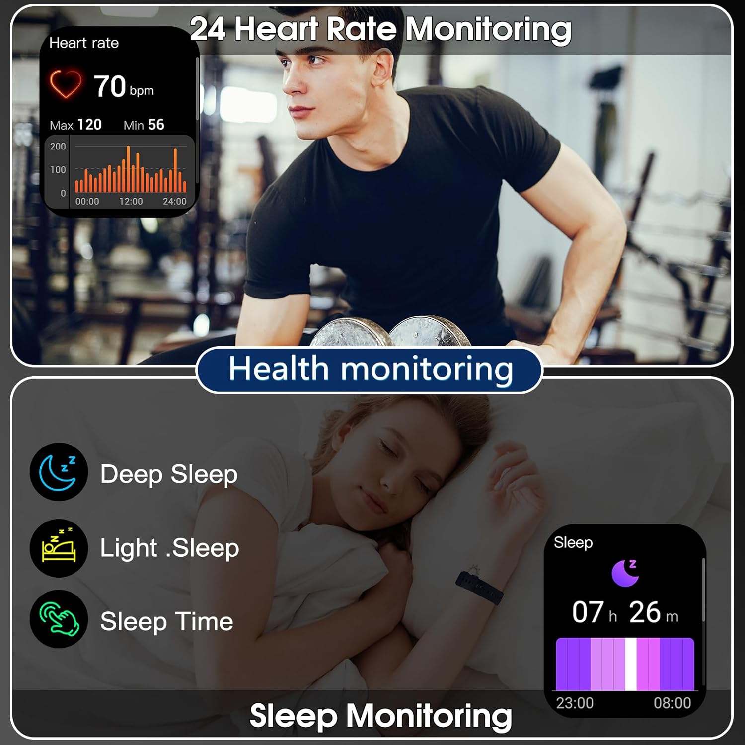 Detalle de Puqo Smart Watch for Men & Women with Bluetooth Calls, 1.95" Fitness Tracking and IP68