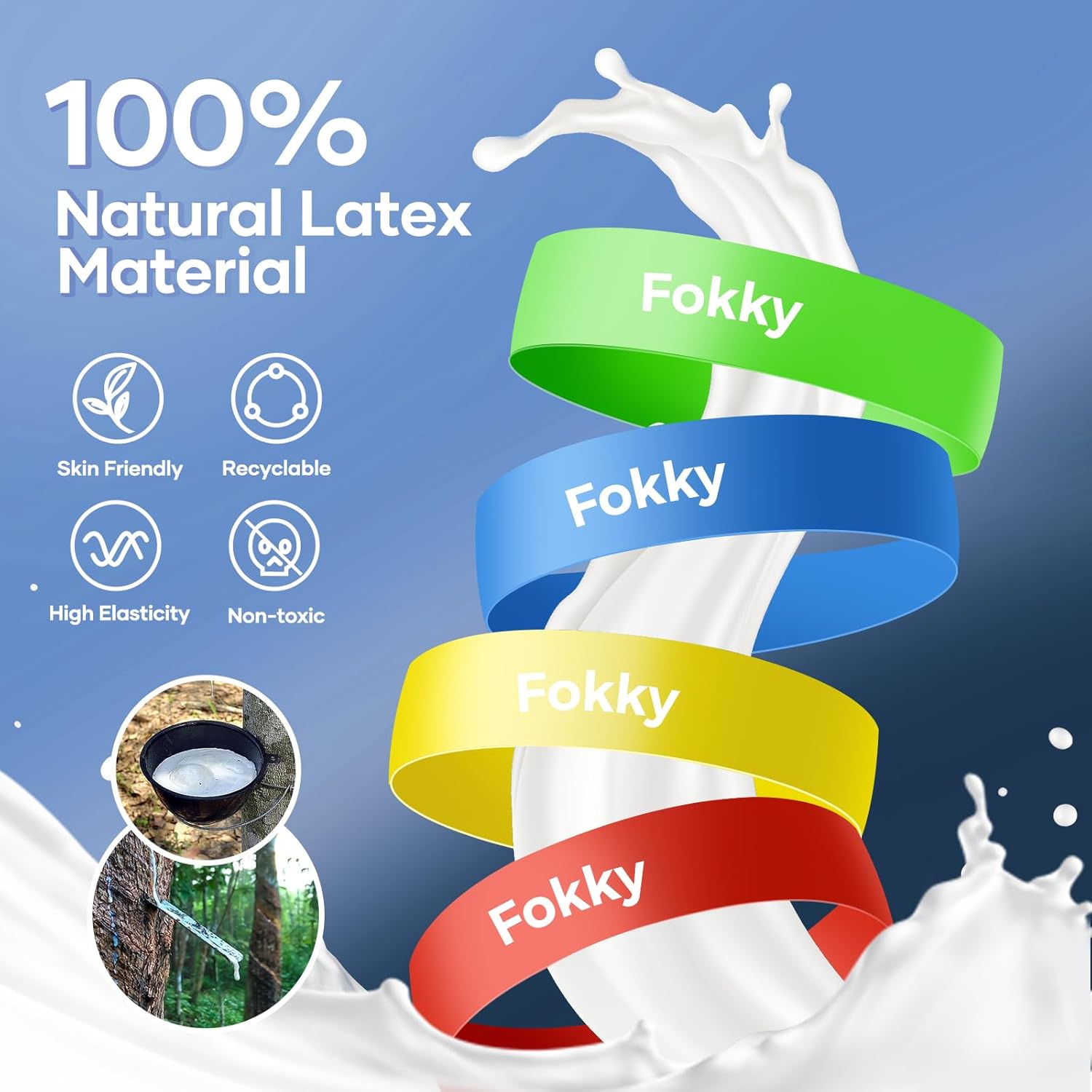 Thumbnail 2 de Fokky Elastici Fitness (Set di 5) – Bande di Resistenza a 5 livelli per Crossfit, Yoga e Pilates