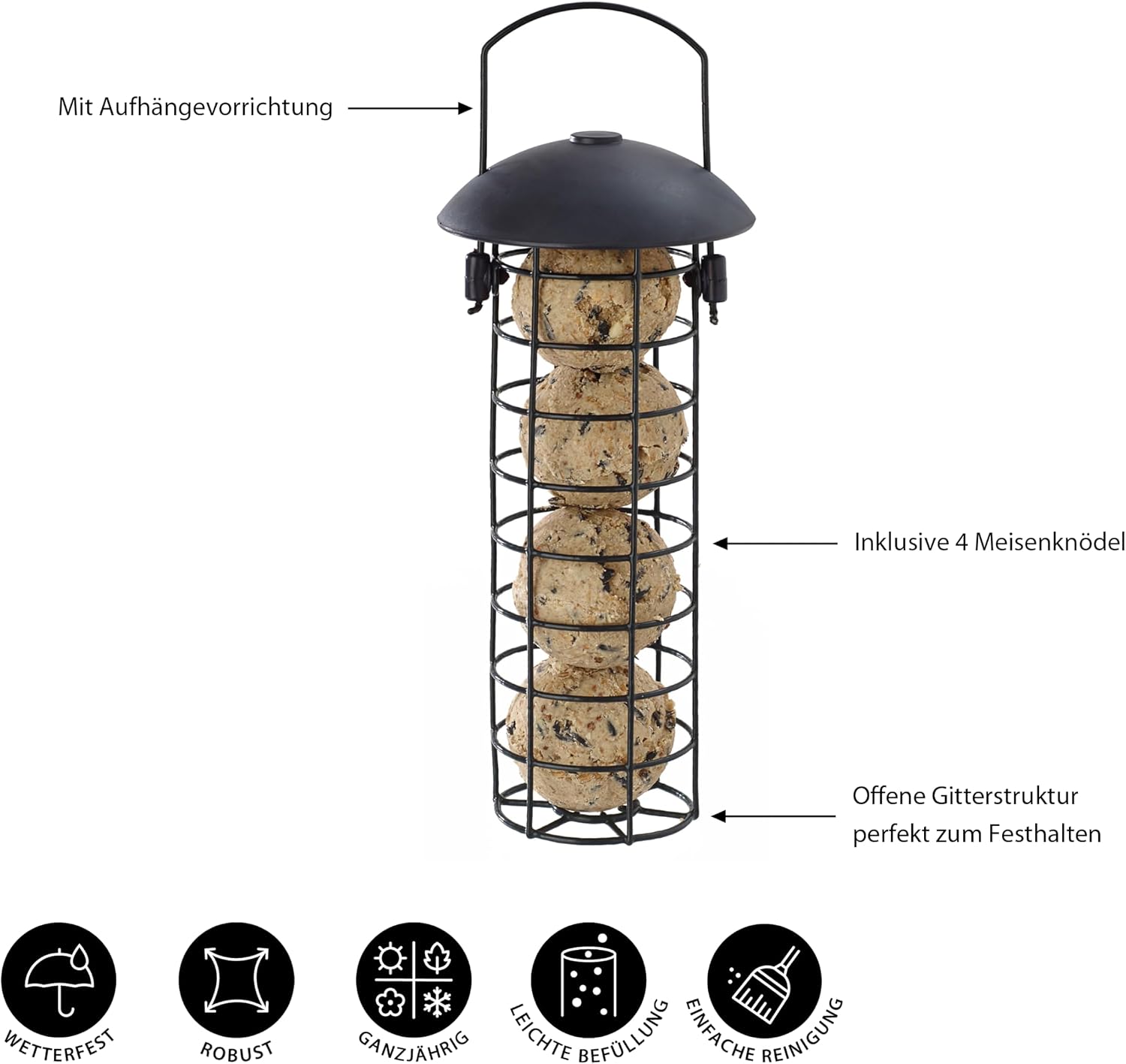 Detalle de Dehner Natura Premium Meisenknödelsäule 4 Stück 🐦