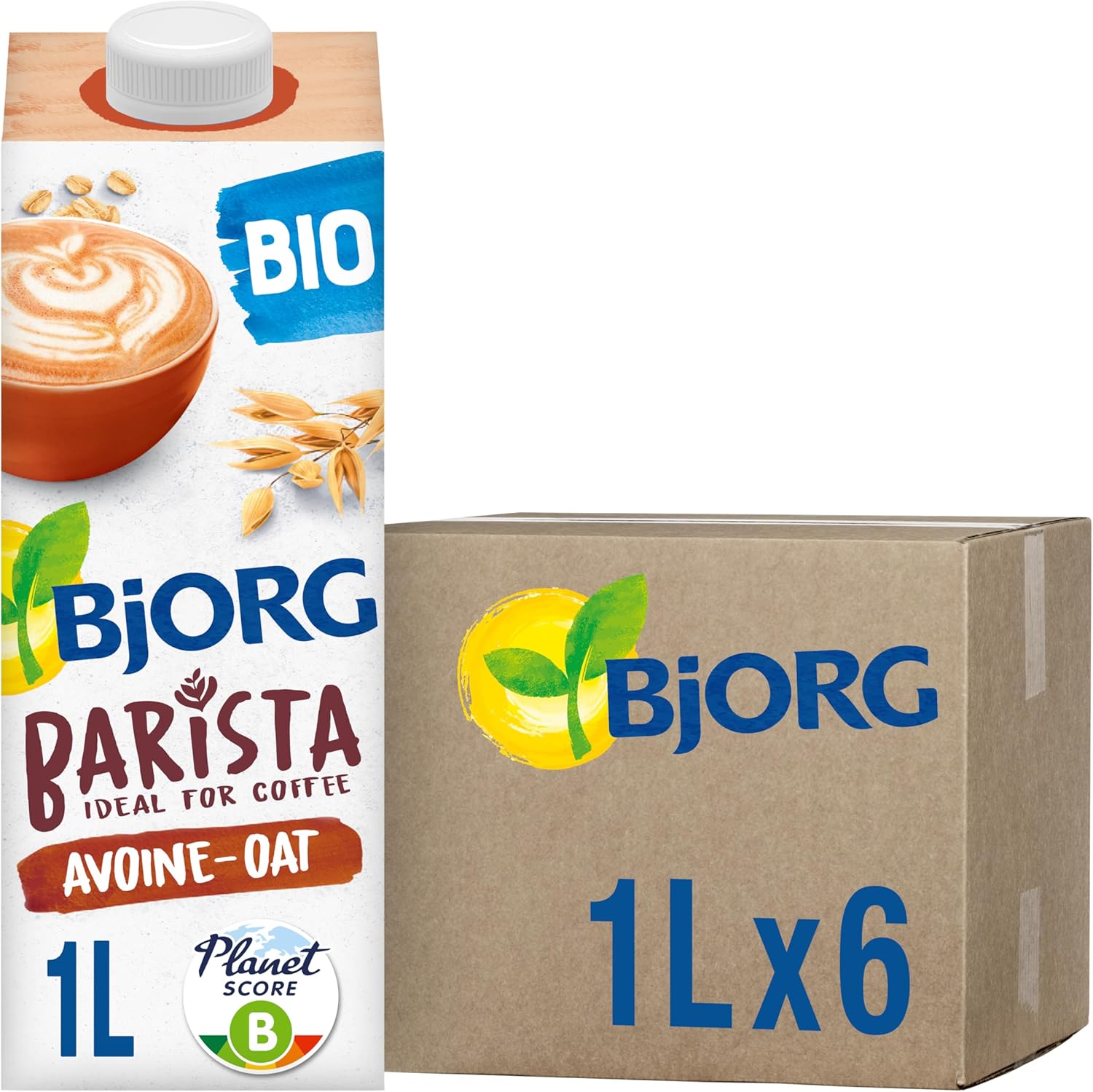 Detalle de BJORG Boisson Avoine Barista Bio – Lait végétal pour café et latte art, 1 L × 6