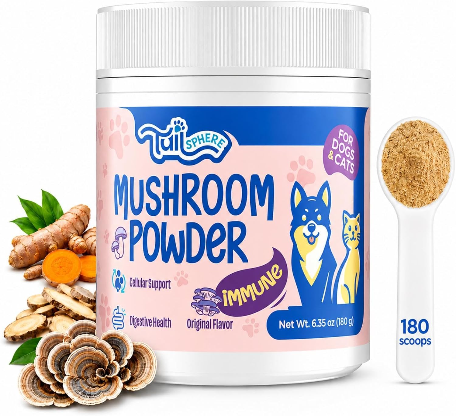 Detalle de TailSphere Turkey Tail Mushroom Powder for Pets 180g