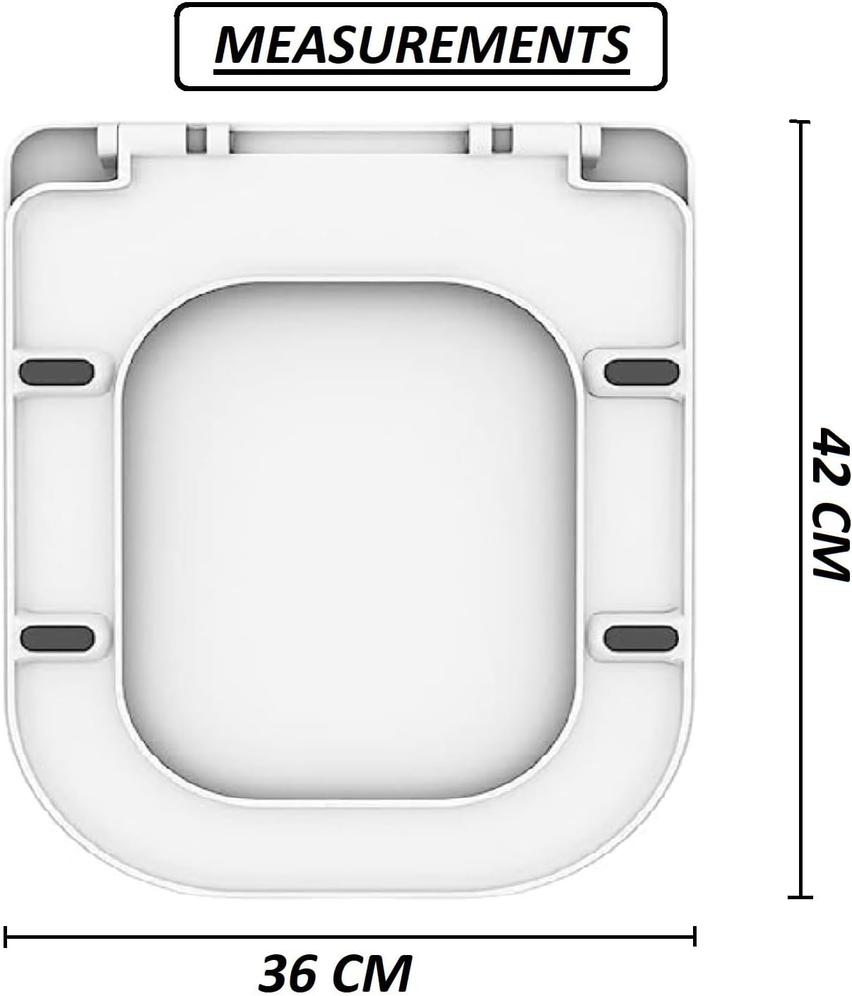 Thumbnail 2 de Rectangular Square Soft Close Toilet Seat 42 cm 🚽