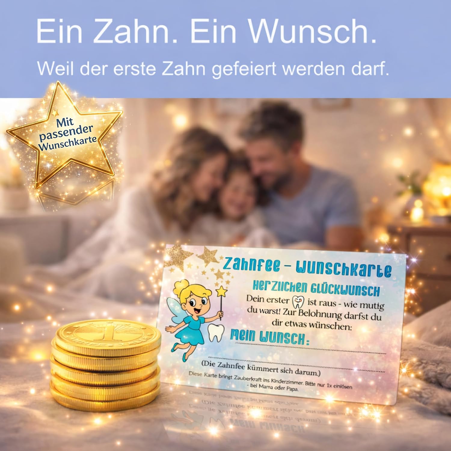 Detalle 2 de LumeeStar Zahnfee Taler Goldmünze (10x) – Magisches Andenken für Milchzähne