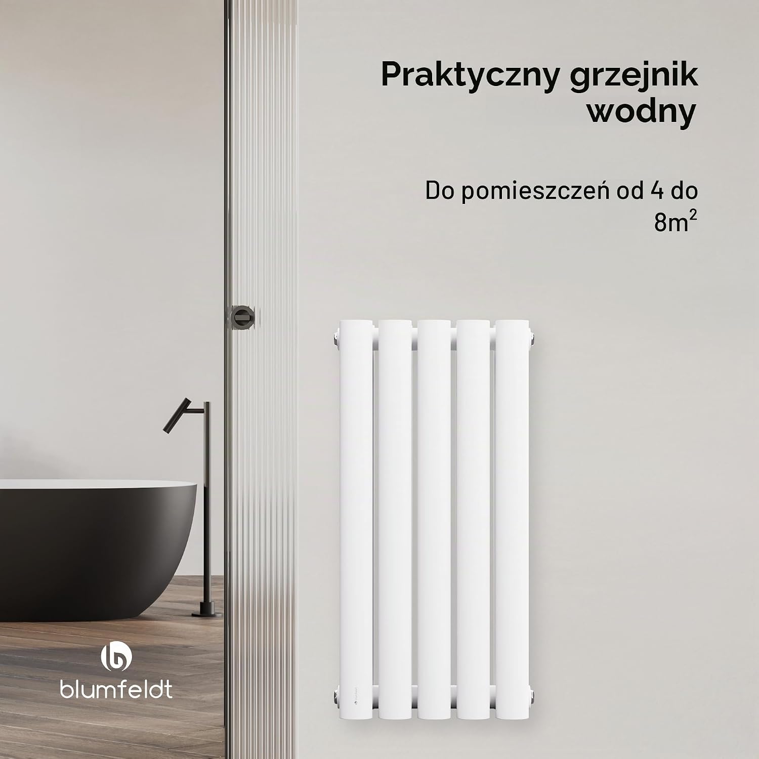Detalle de blumfeldt Tallheo SAN2-Bl-Th-Dble-Wh – grzejnik ścienny 360 W, biały, 60 × 30 cm