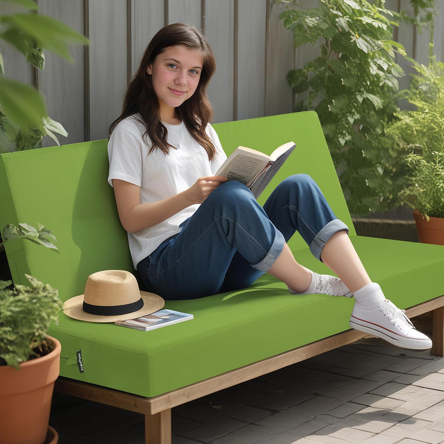 Thumbnail 3 de PRIMEPATIO Outdoor Bench Cushion – Waterproof 8cm long bench pad for patio seating (Green)