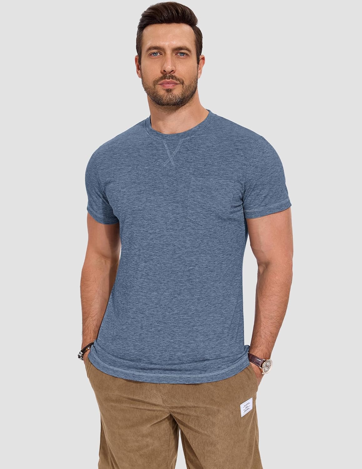 Thumbnail 1 de TARAINYA Herren Baumwoll-T-Shirt Kurzarm Rundhals Einfarbig – M bis 4XL