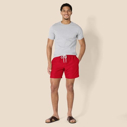 Detalle 2 de Amazon Essentials Men's Swimming Trunks with Mesh Lining: Red, XL