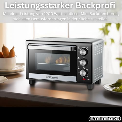 Thumbnail 1 de Steinborg Mini Backofen 15 Liter – Pizzaofen, 1200 W, 100–230 °C, 60 Min Timer