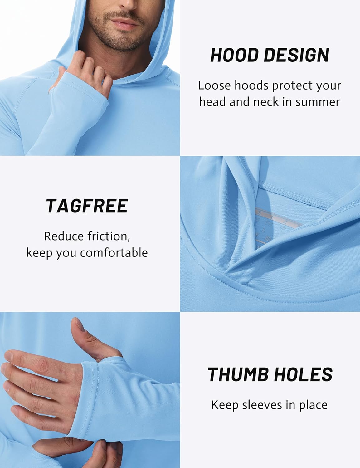 Thumbnail 4 de TACVASEN Herren UV-Schutz Hoodie mit Kapuze (UPF 50+, Quick Dry, Daumenlöcher)