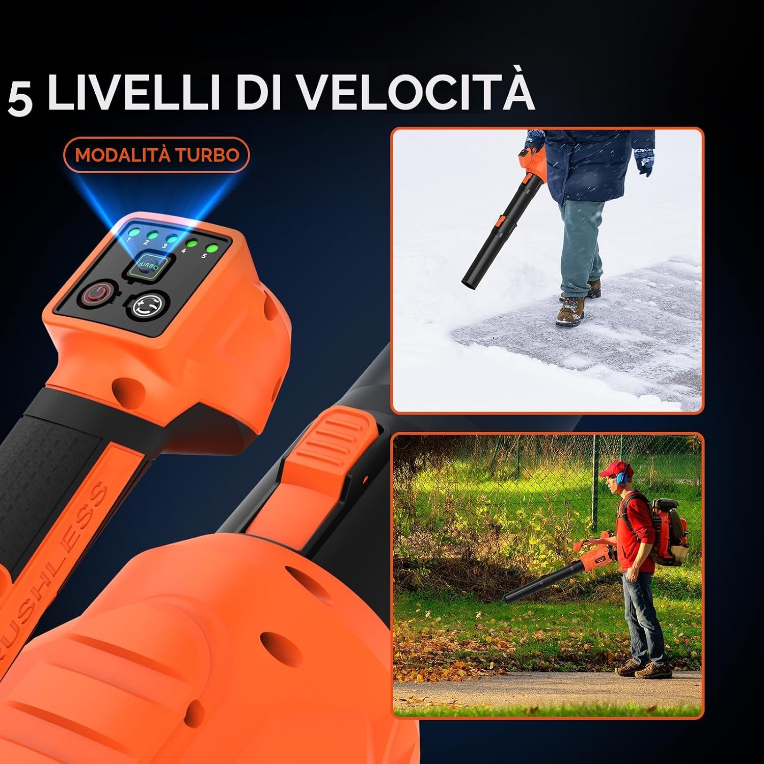 Detalle 2 de Soffiatore foglie a batteria Bravolu 305 km/h