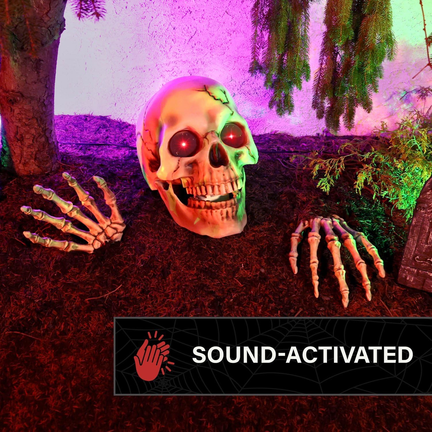 Detalle de Haunted Hill Farm Talking Skeleton, 1.3-Ft.