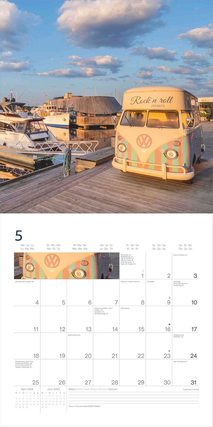 Detalle de Volkswagen Bulli Kalender 2026 – 30 × 30 cm, der Klassiker für Bulli-Fans