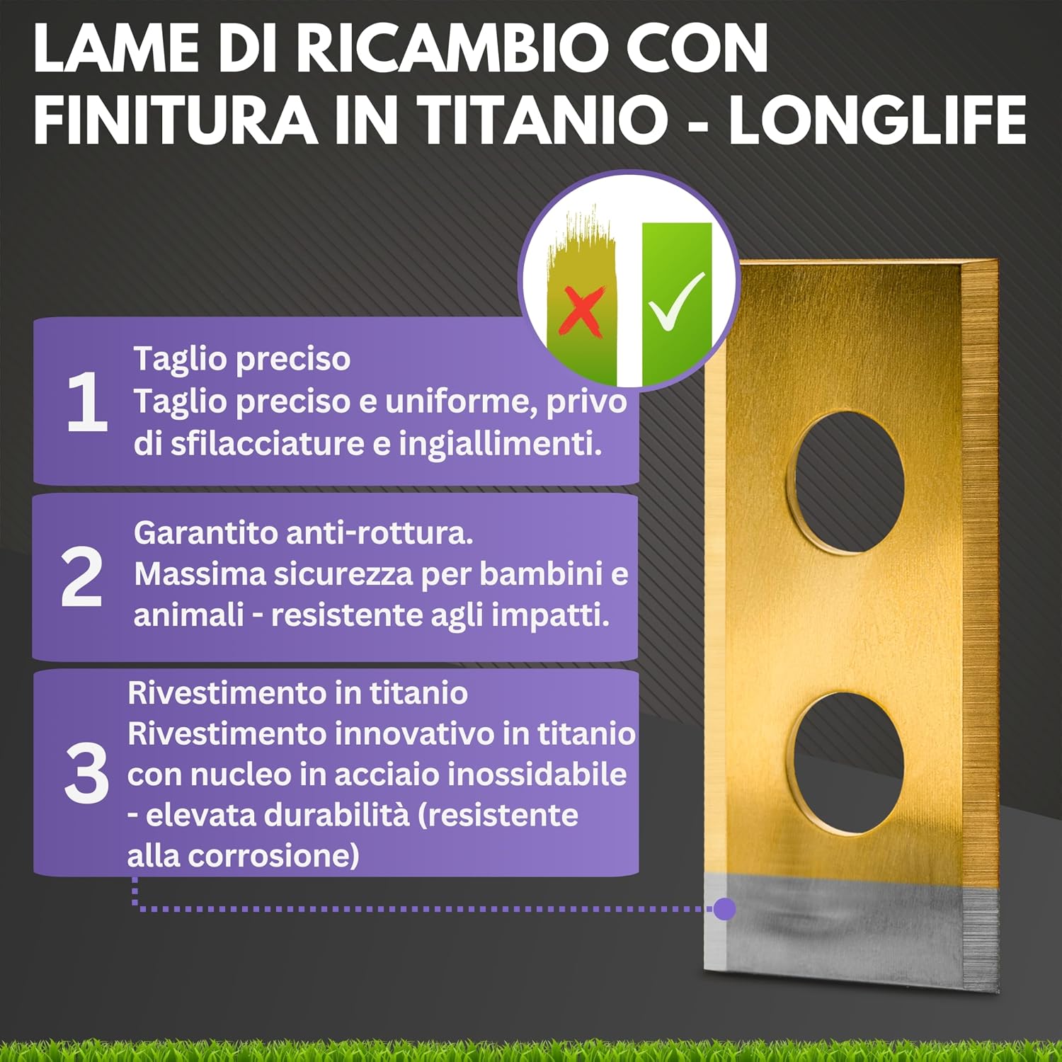 Detalle 2 de Filzada 45x lame di ricambio Titanium per Worx Landroid