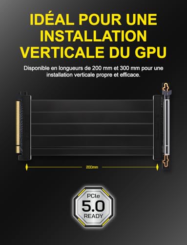 Thumbnail 6 de EZDIY-FAB Câble rallonge PCIe 5.0 pour GPU, droit, 20 cm – Noir