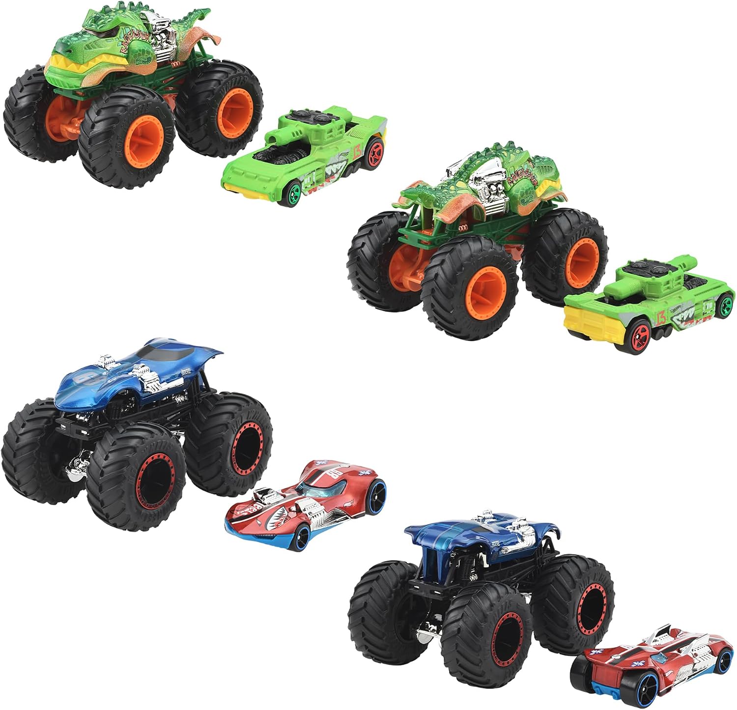 Thumbnail 1 de Hot Wheels GRH81-986T モンスタートラック＆ダイキャストカー 1/64・8セット全16台