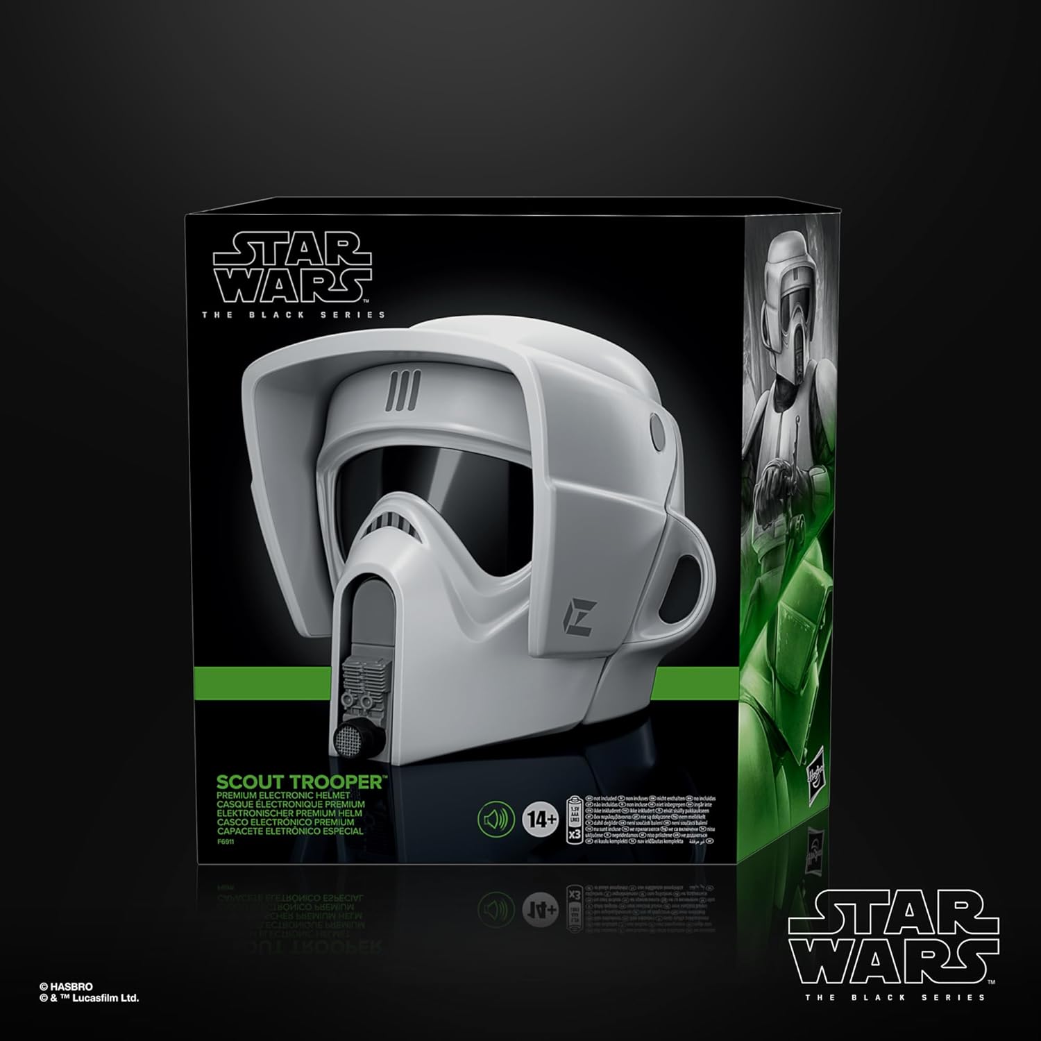 Detalle 2 de STAR WARS The Black Series Scout Trooper Helmet — Premium Electronic Voice Distortion (Return of the Jedi)