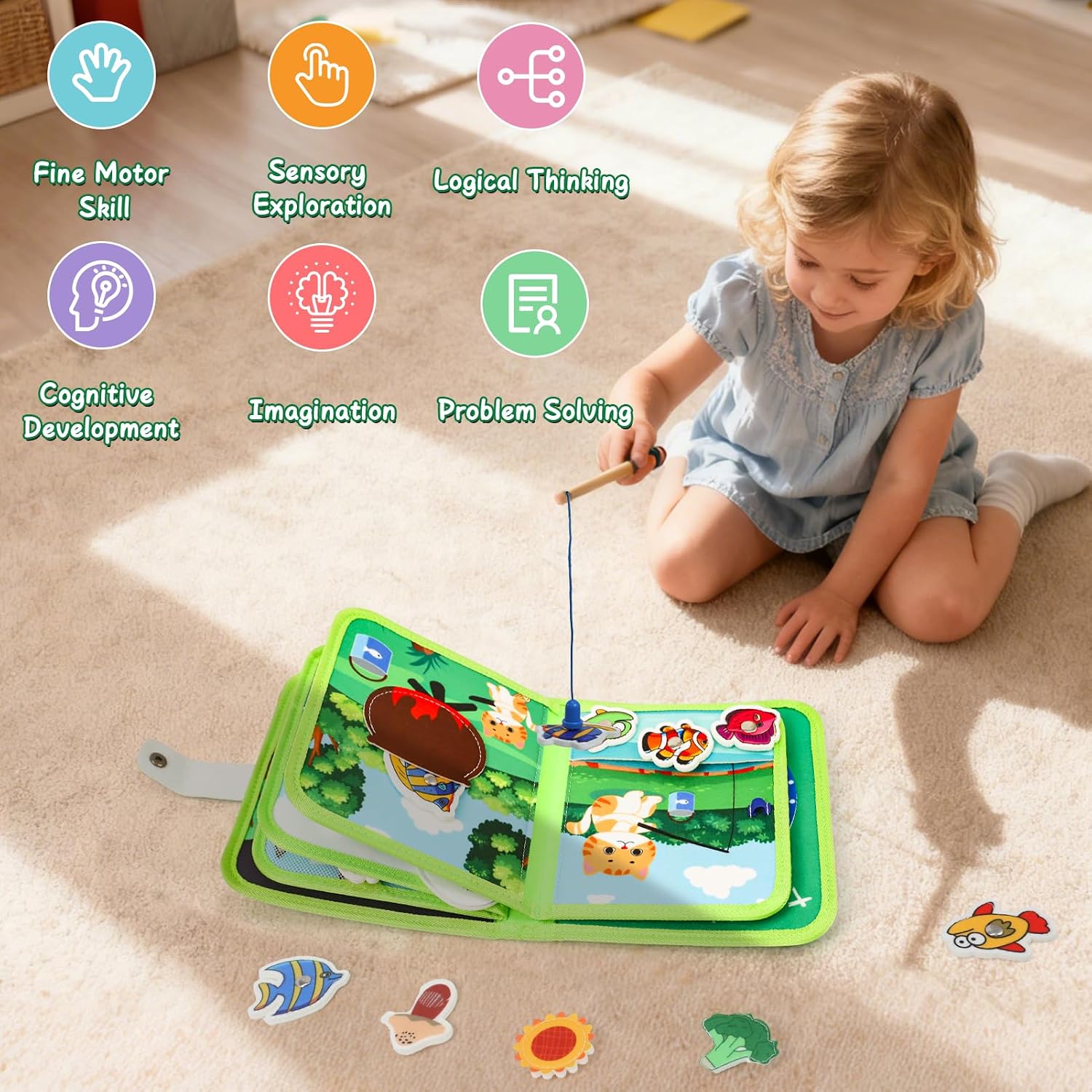 Thumbnail 1 de LZDMY Baby Montessori Busy Book for 2–3 Year Olds – Forest Animals Sensory Learning