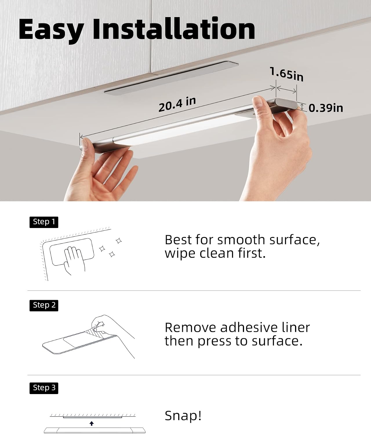 Detalle 1 de EZVALO LY-38 onderkastlamp LED 38 cm, dimbaar en met bewegingssensor, set van 2