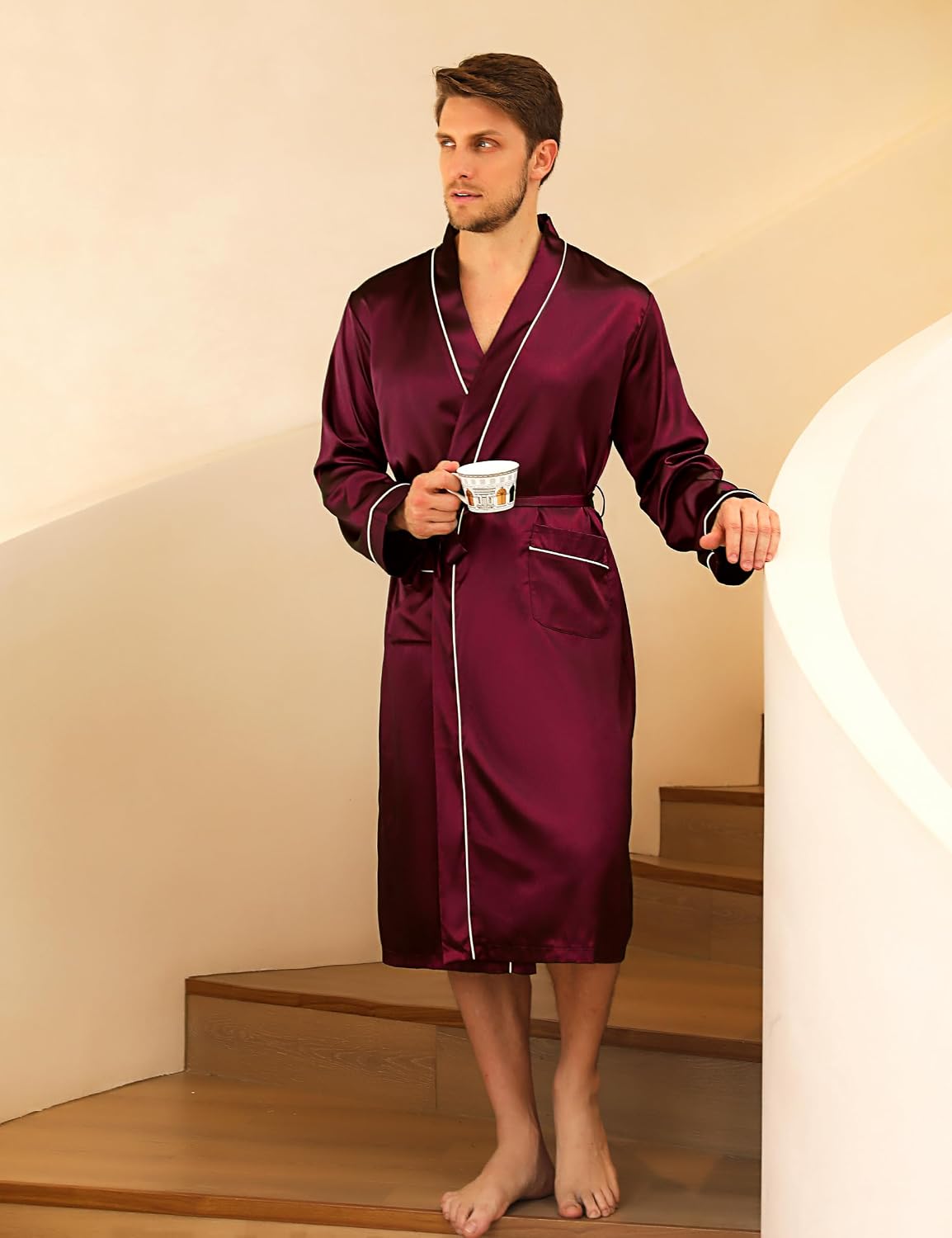 Thumbnail 4 de Bresdk Peignoir Satin Homme Confort et Élégance