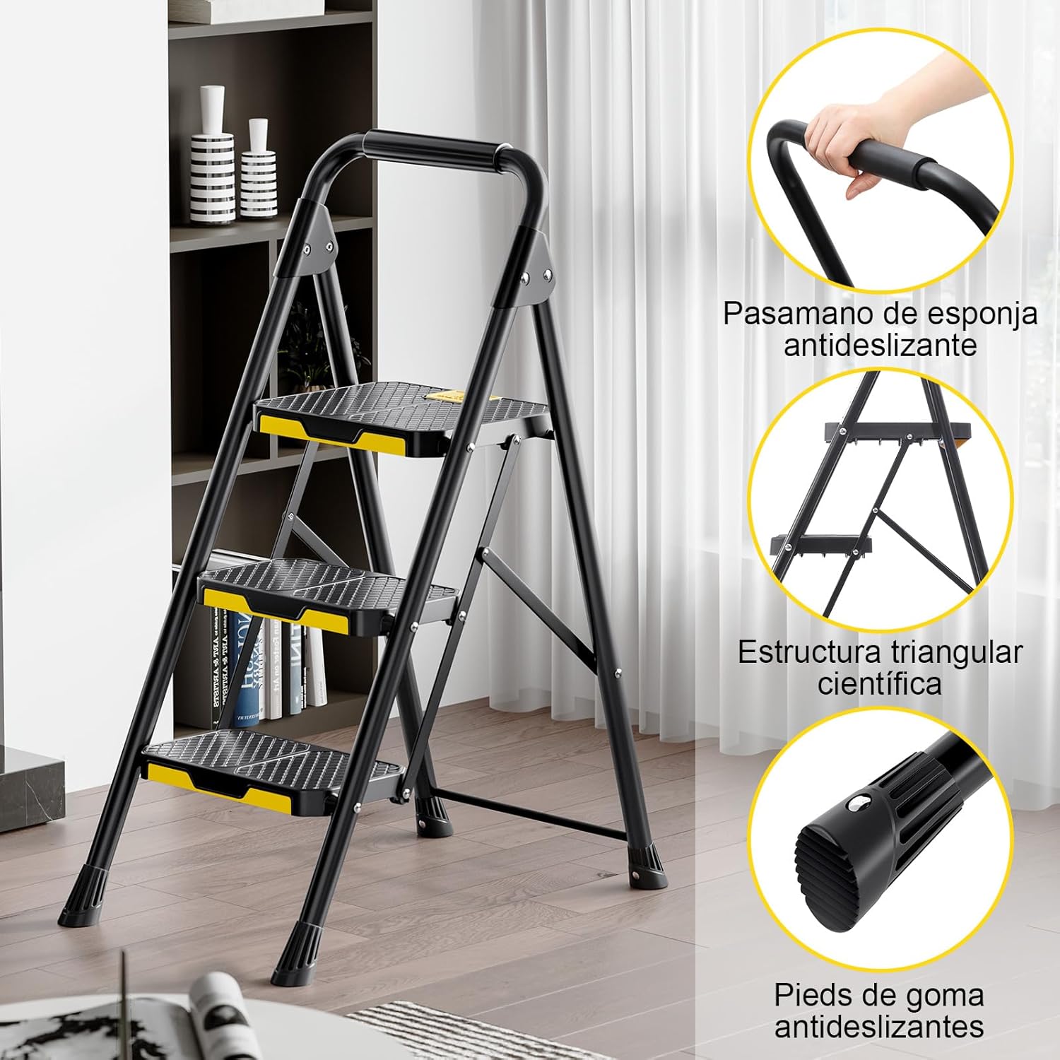 Detalle 2 de KINGRACK Escalera plegable 3 peldaños 360 kg