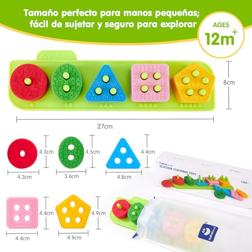 Thumbnail 7 de hahaland Juguetes Montessori 1 año - Bloques de Silicona Apilables y Puzzle Sensorial