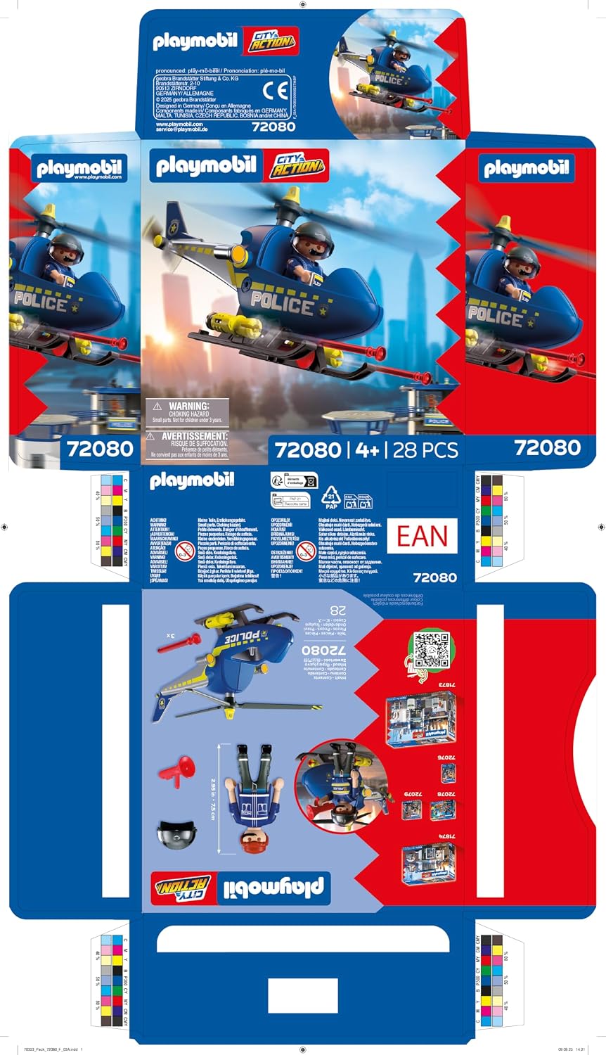 Thumbnail 6 de PLAYMOBIL City Action Polizeihelikopter 72080 – mit drehbaren Rotoren, 2 Kanonen und Polizeistandard