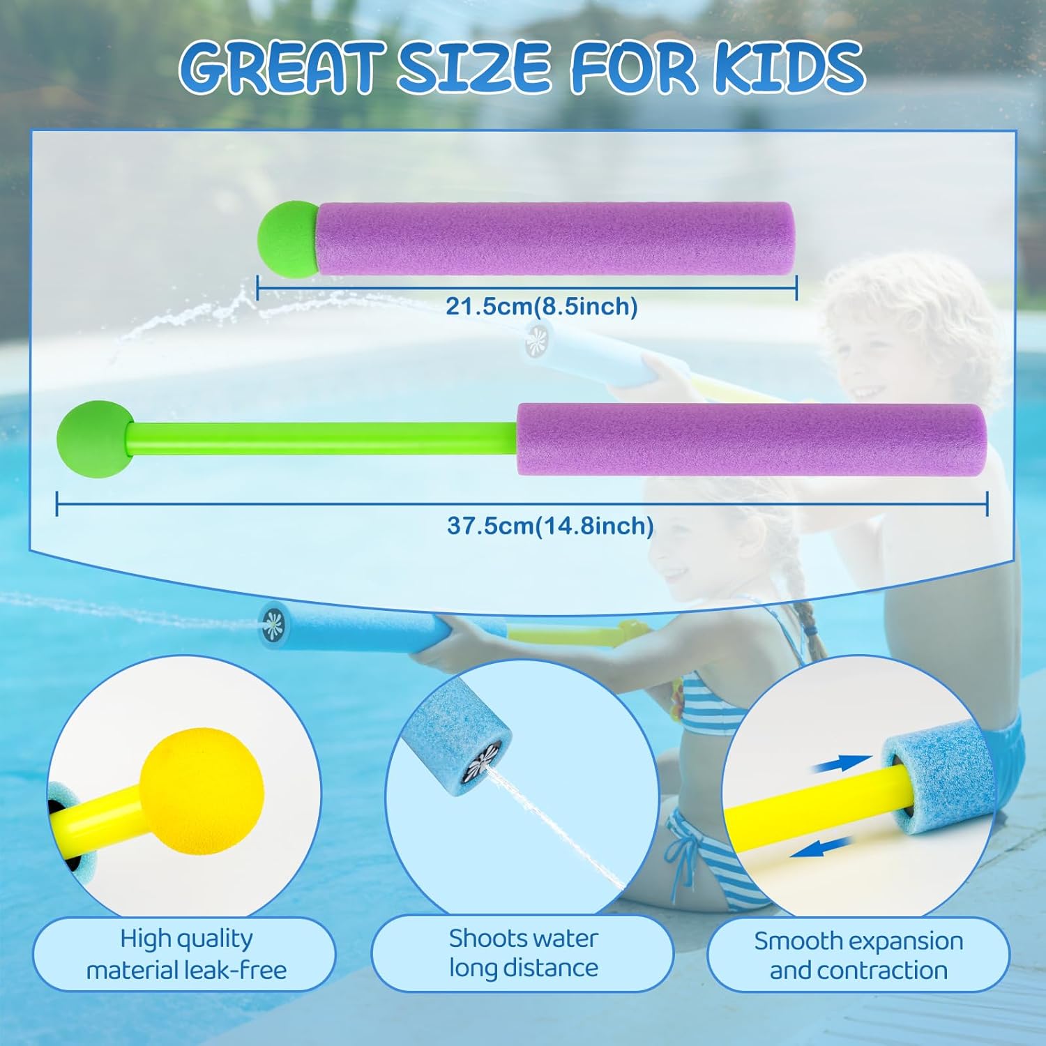 Thumbnail 1 de JOYSINTOY Water Guns for Kids – 6 Pack Foam Water Blasters for Outdoor Fun