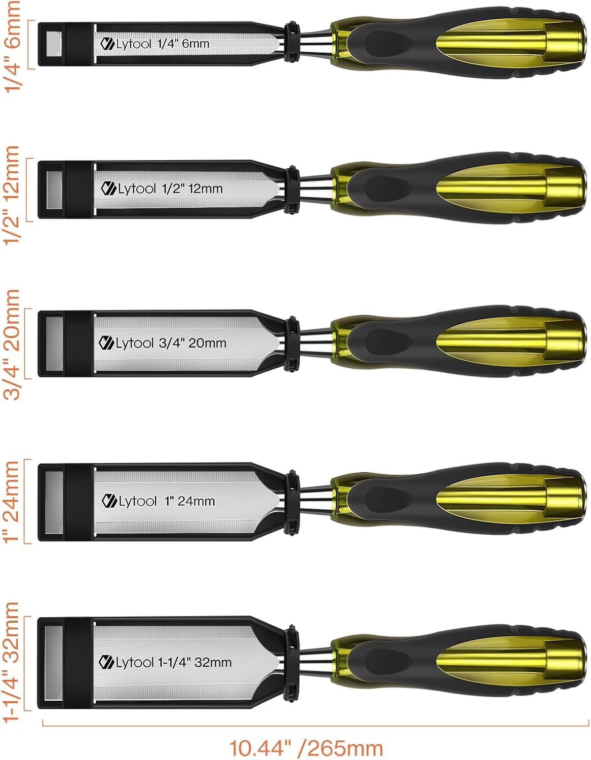 Detalle 2 de Set de 5 ciseaux à bois Lytool avec pointes protégées (6, 12, 20, 24, 32 mm)
