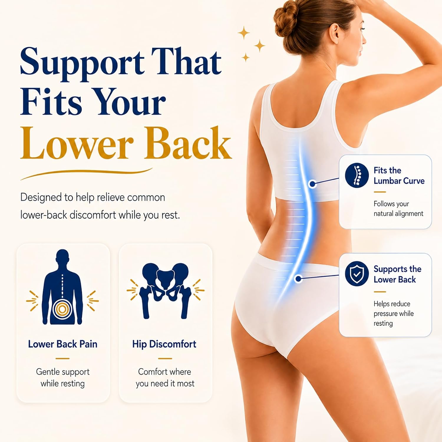 Detalle de Hydomi lumbar support pillow for bed relief back pain – memory foam waist bolster for side, back & stomach sleepers