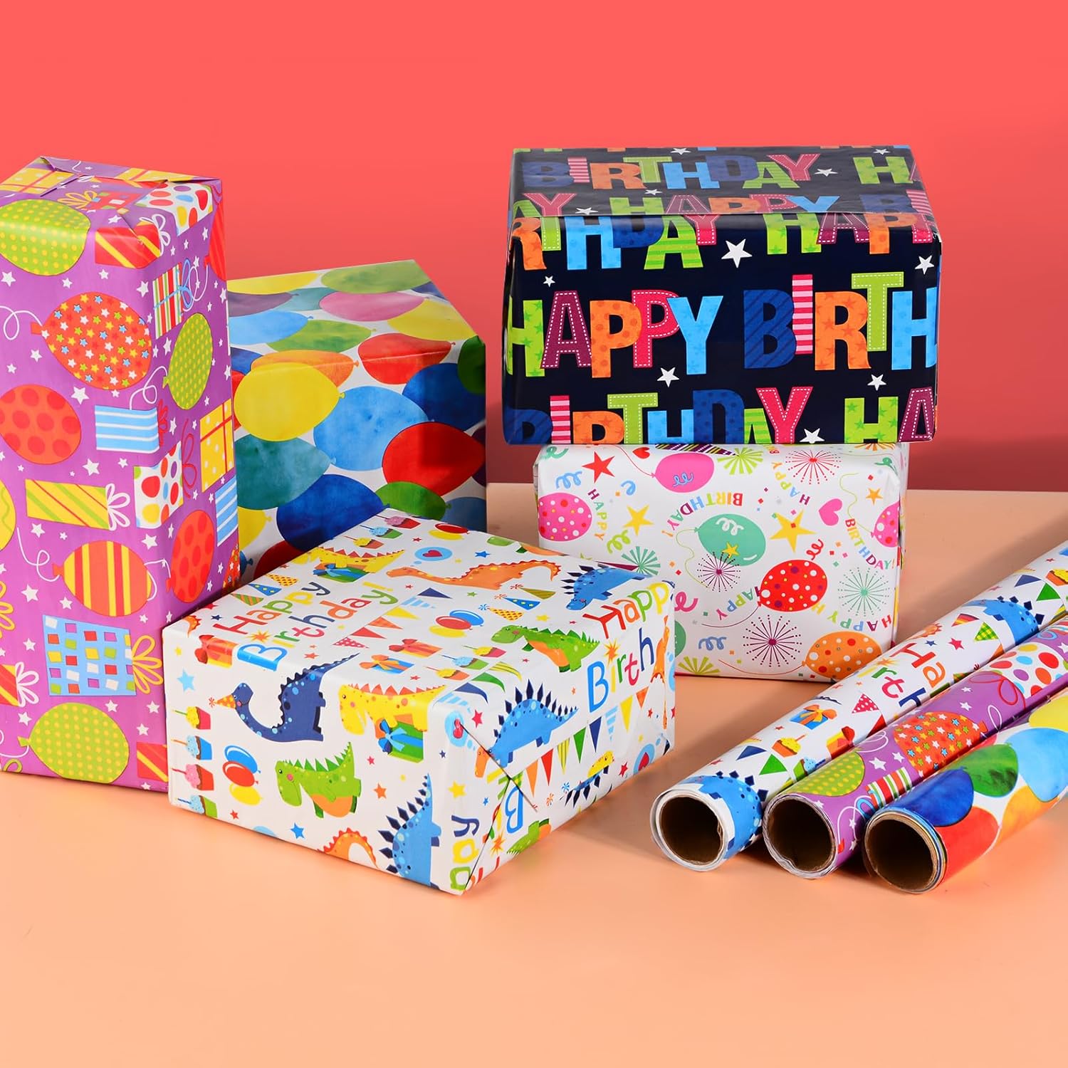 Thumbnail 2 de CHEPULA Geschenkpapier Geburtstag Kinder (5 Rollen) 43 × 300 cm – recycelbares Kinder-Geschenkpapier für Jungen