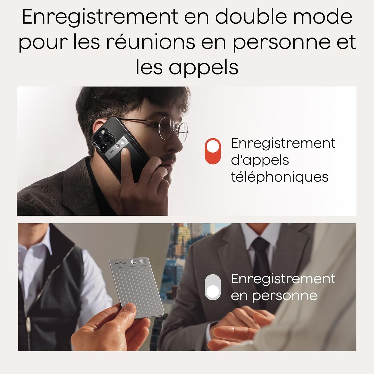 Detalle de Plaud Note Enregistreur Vocal IA avec Étui — Dictaphone Enregistreur Vocal Numérique avec Transcription, Résumé et 112 Langues