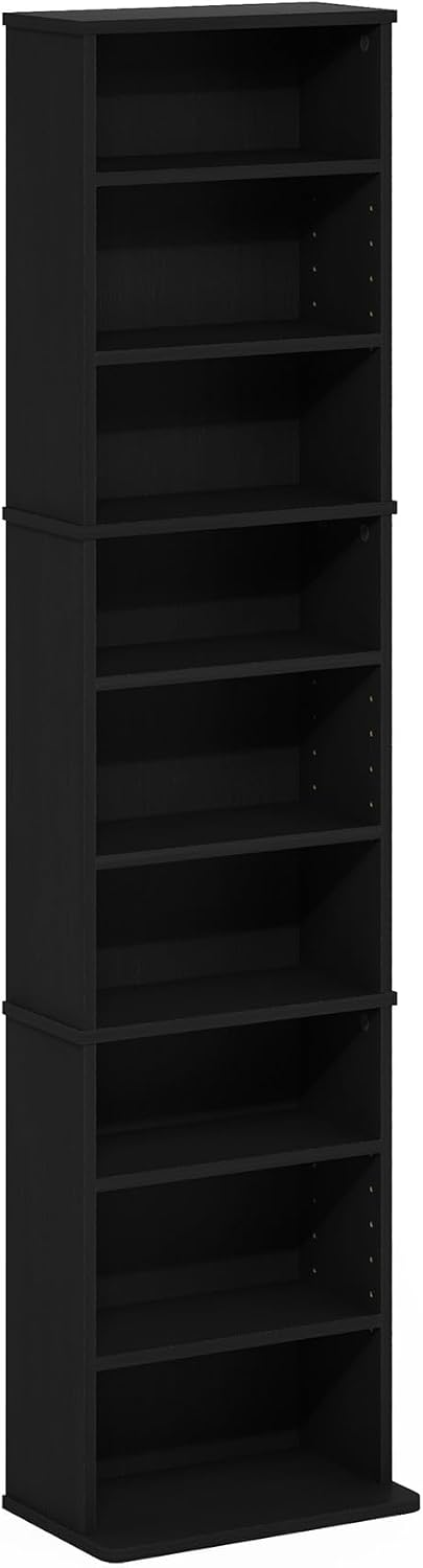 Thumbnail 5 de Furinno Jaya 9-Shelf Tall Narrow DVD Shelf: Adjustable Media Storage in Dark Americano