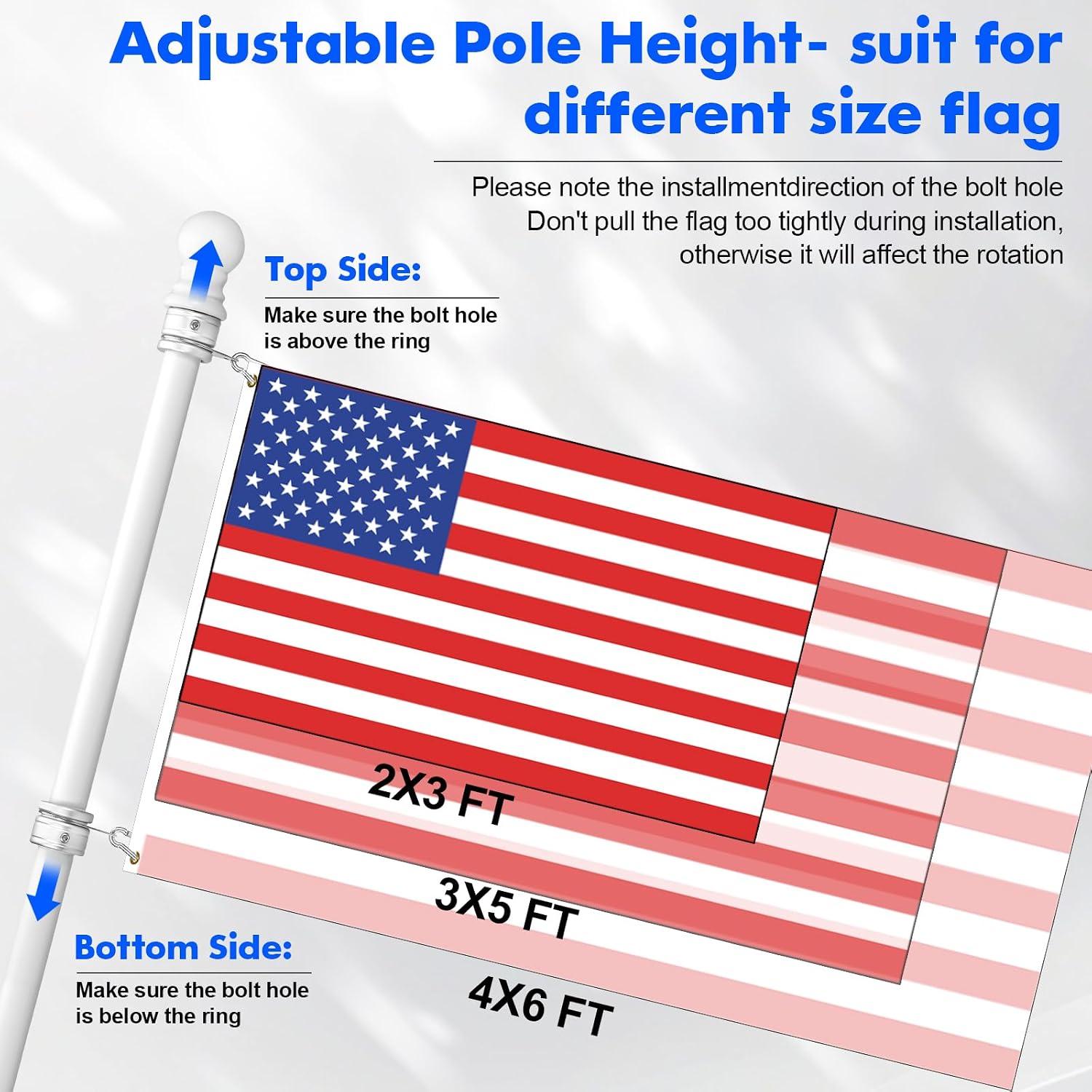 Detalle de Anovo FP001 6 ft Stainless Steel Flag Pole Kit with 360° Rings