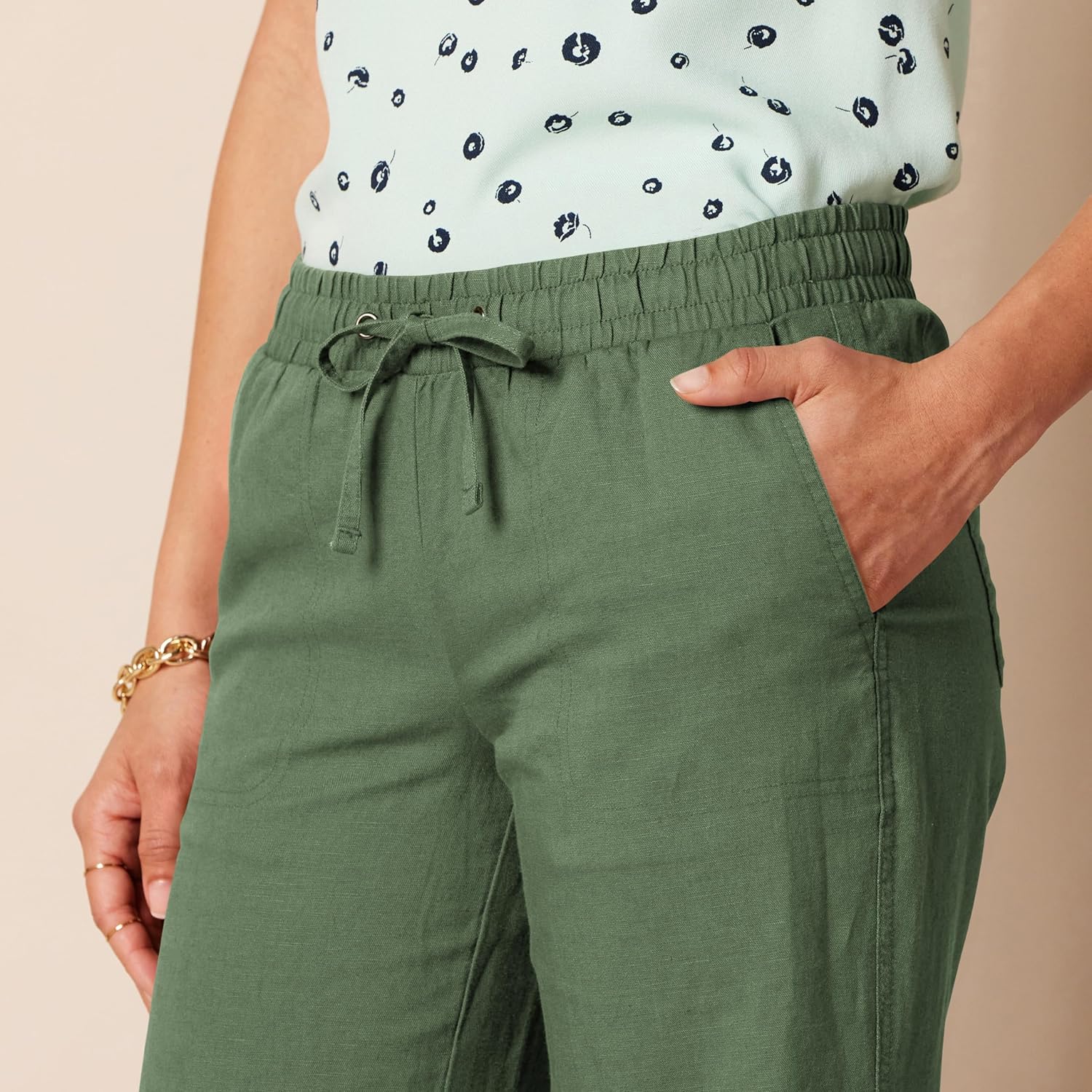 Thumbnail 3 de Amazon Essentials Damen Hose aus Leinengemisch mit Kordelzug – lockere Passform, weites Bein (Übergröße erhältlich)
