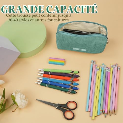 Detalle 2 de OFFCUP Trousse à Crayons en Velours Côtelé – grande capacité et design sobre
