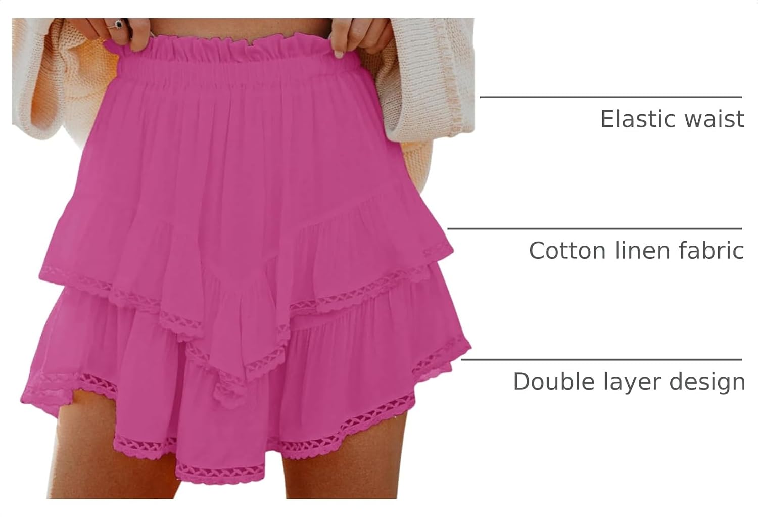 Detalle 2 de Aoudery Flowy Shorts High Waist 1.0 in Mini Skort