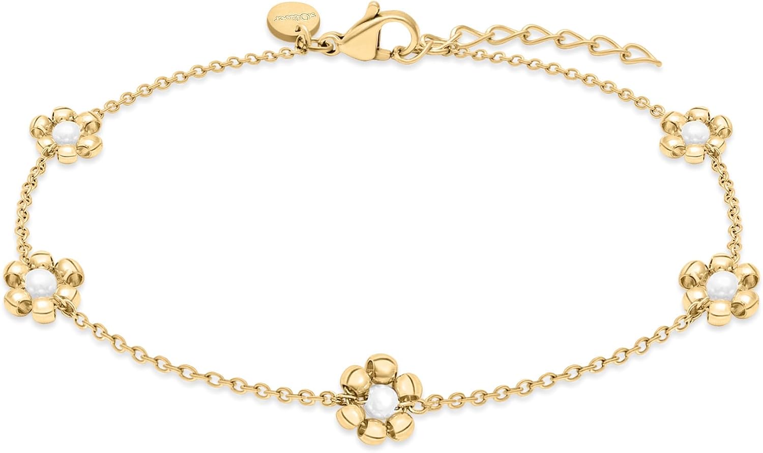 Detalle de s.Oliver Damen Schmuck – Fußkette aus Edelstahl mit Blumenanhängern